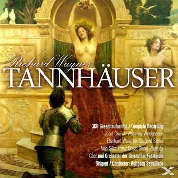 Albumcover mit nackten Figuren in einer künstlerischen Umgebung. Der Text lautet 'Richard Wagner Tannhäuser'.