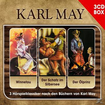 Box-Set-Cover, drei Bilder von Cowboys und einem Mann, Text auf Deutsch.