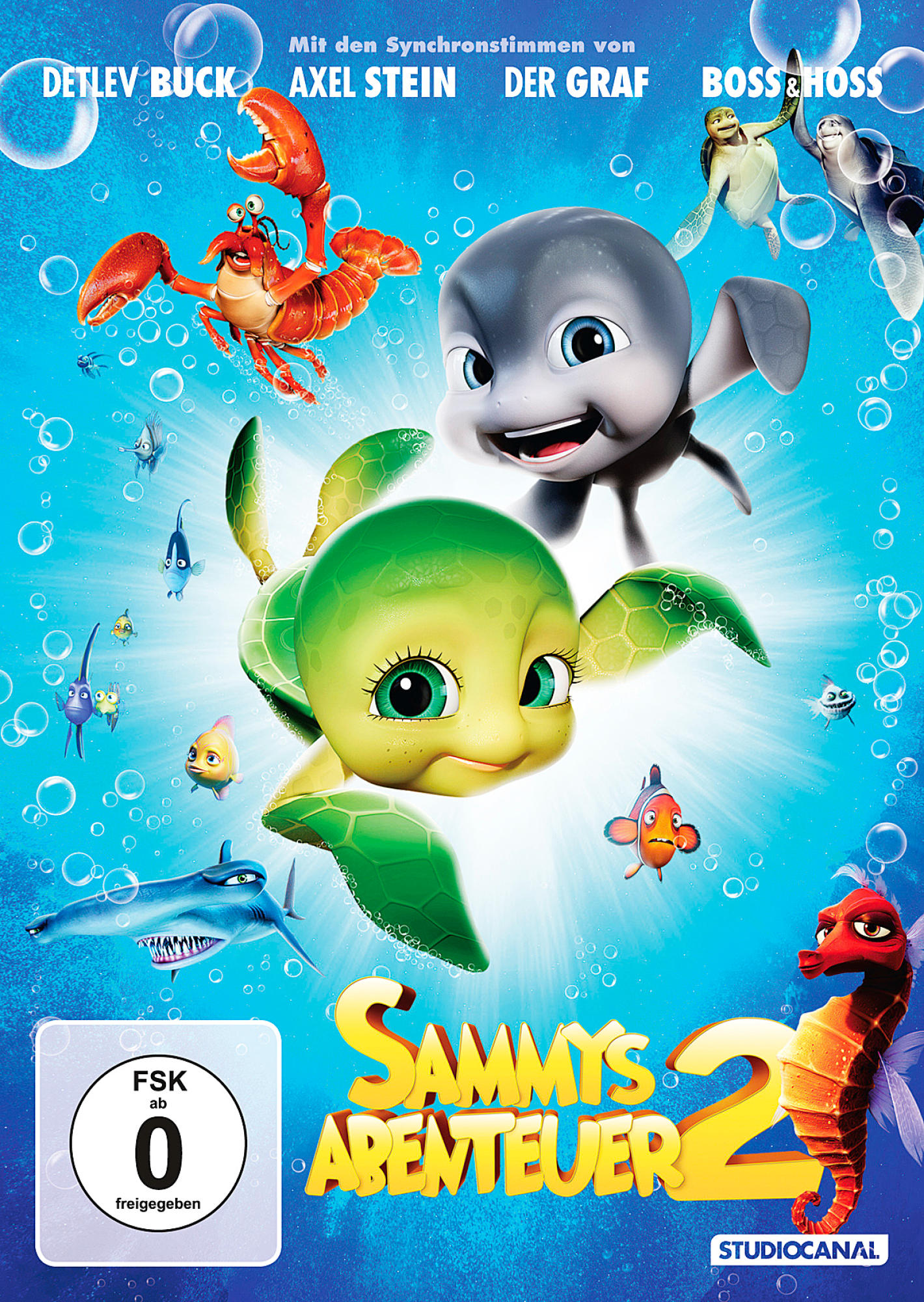 DVD-Cover. Cartoon-Unterwasserszene mit Meeresbewohnern. Titel: Sammys Abenteuer 2.