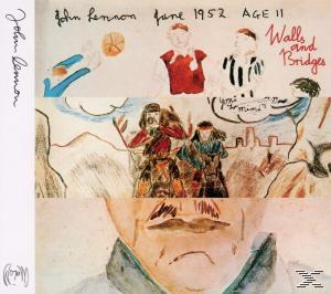 Zeichnung mit drei Szenen: John Lennon, Alter 11, und "Walls and Bridges".