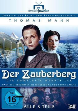 DVD-Cover von 'Der Zauberberg', zeigt zwei Personen vor einer verschneiten Landschaft.