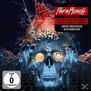 CD-Cover: Schädel mit Kopfhörern, Bandname Papa Roach. Rotes Banner mit Text und Bonus-DVD.