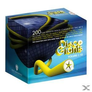 Boxset-Cover, "Disco Giants", Band 1-10, mit Discokugel und gelben Designelementen.