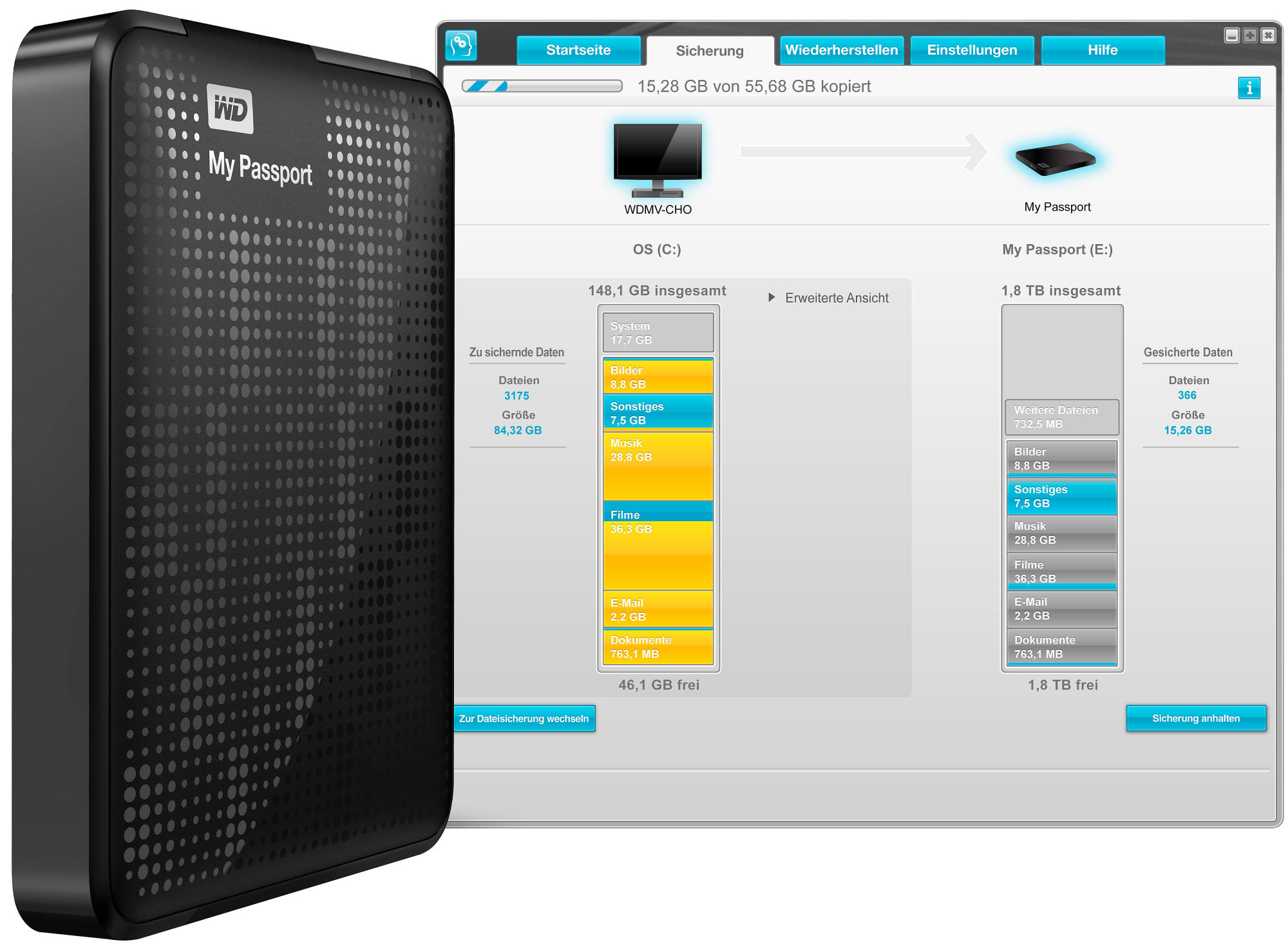 Disco duro de 1Tb - WD My Passport, negro, externo, 2.5" y USB 3.0