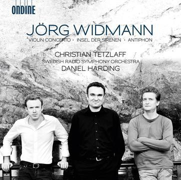 Albumcover mit drei Männern vor Holz-Kulisse. Text: Jörg Widmann.