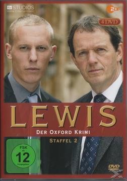 DVD-Cover: Zwei Männer in Anzügen, Titel "Lewis". Rotes, weißes und schwarzes Farbschema.