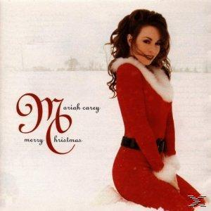 Mariah Carey album borítója piros ruhában a hóban, Merry Christmas címmel.