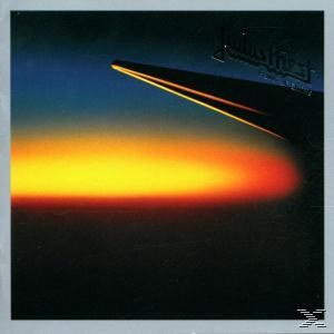 Albumcover-Kunst mit dunklem Himmel, orange-gelbem Horizont und schwarzer, abgewinkelter Form.