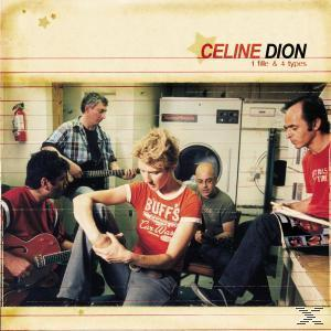 CD borító zenekari tagokkal egy garázsban, Celine Dion album. Piros felirat fehér háttéren.