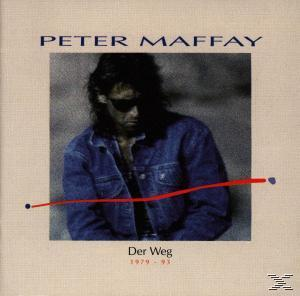 Peter Maffay Albumcover. Mann in Jeansjacke, Sonnenbrille, rote Linie über dem Bild. Beigefarbener Hintergrund.
