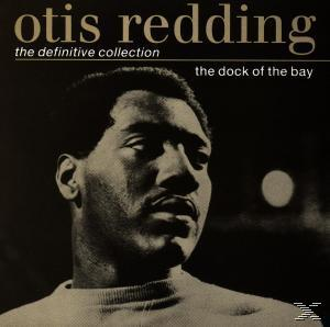 Schwarz-Weiß-Porträt von Otis Redding mit Text 'The Definitive Collection'.