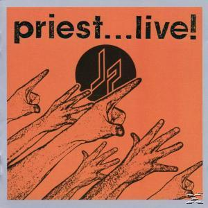Album borító: Priest...Live!. Narancssárga háttér felfelé mutató kezekkel. Egy fekete JP logó.