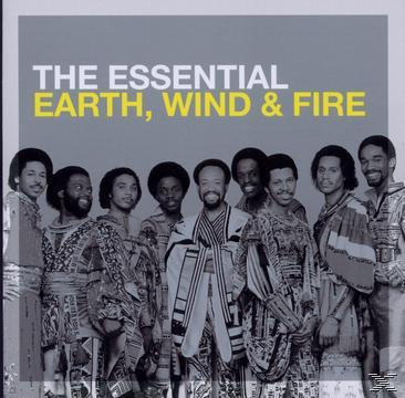 Albumcover von 'The Essential Earth, Wind & Fire' mit Bandmitgliedern.