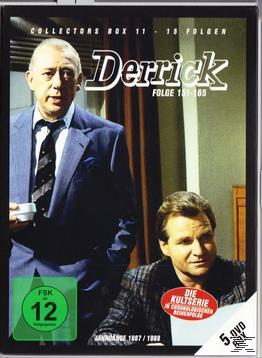 DVD-Cover mit zwei Männern, einer im Anzug, der andere im karierten Hemd. Der Titel ist Derrick.