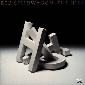 Albumcover mit dem Wort 'HITS' aus Betonblöcken und dem Bandnamen 'REO SPEEDWAGON'.
