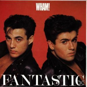 Album borító a Wham! együttessel. Két fekete dzsekis férfi piros háttér előtt áll. Alatta a 'Fantastic' szó.