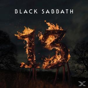 Albumcover von Black Sabbaths 13, mit der brennenden Zahl 13.