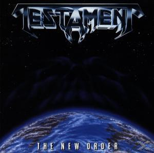Albumcover für Testaments 'The New Order' mit Weltraumhintergrund und Erde.