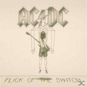 AC/DC album borító, egy gitáros figura illusztrációja, 'Flick of the Switch' szöveggel.