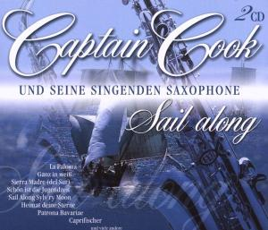 Albumcover, Blauton, mit Saxophondesign und Text "Captain Cook".
