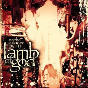 Albumcover von Lamb of God mit einem Totenkopf und Text. Rote und weiße Farben dominieren.