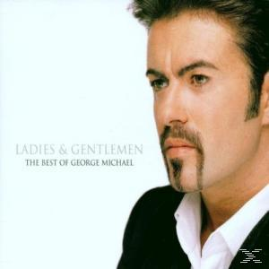 Albumcover mit George Michael, einem Mann mit Bart, der nach rechts schaut, weißer Hintergrund, Text 'Ladies & Gentlemen'.