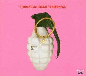 Albumcover mit einer Granate und einer Goldkette. Titel: Terranova: Digital Tenderness. Rosa Hintergrund.