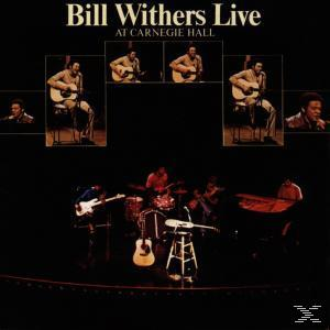 Albumcover von Bill Withers Live in der Carnegie Hall. Enthält Schwarz-Weiß-Bilder von Bill Withers während der Aufführung.