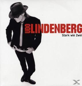 Albumcover: Udo Lindenberg in Schwarz, Titel 'Stark wie Zwei'. Er trägt Hut und Sonnenbrille.