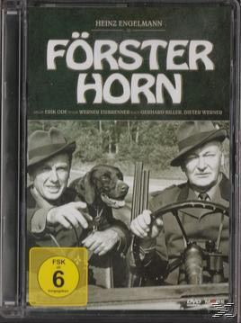 DVD-Cover: Zwei Männer, ein Hund und ein Auto. Titel 'Förster Horn'.