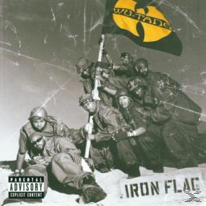Albumcover: Wu-Tang Clan - Iron Flag. Gruppe von Soldaten mit einer Flagge, grau und weiß.