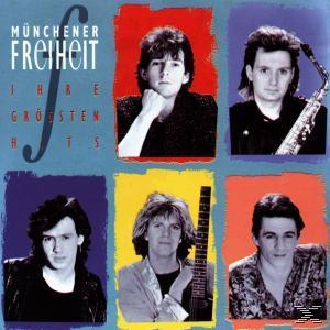 Albumcover mit sechs Bandmitgliedern in Quadraten. Text: 'Münchener Freiheit - Ihre Größten Hits'.