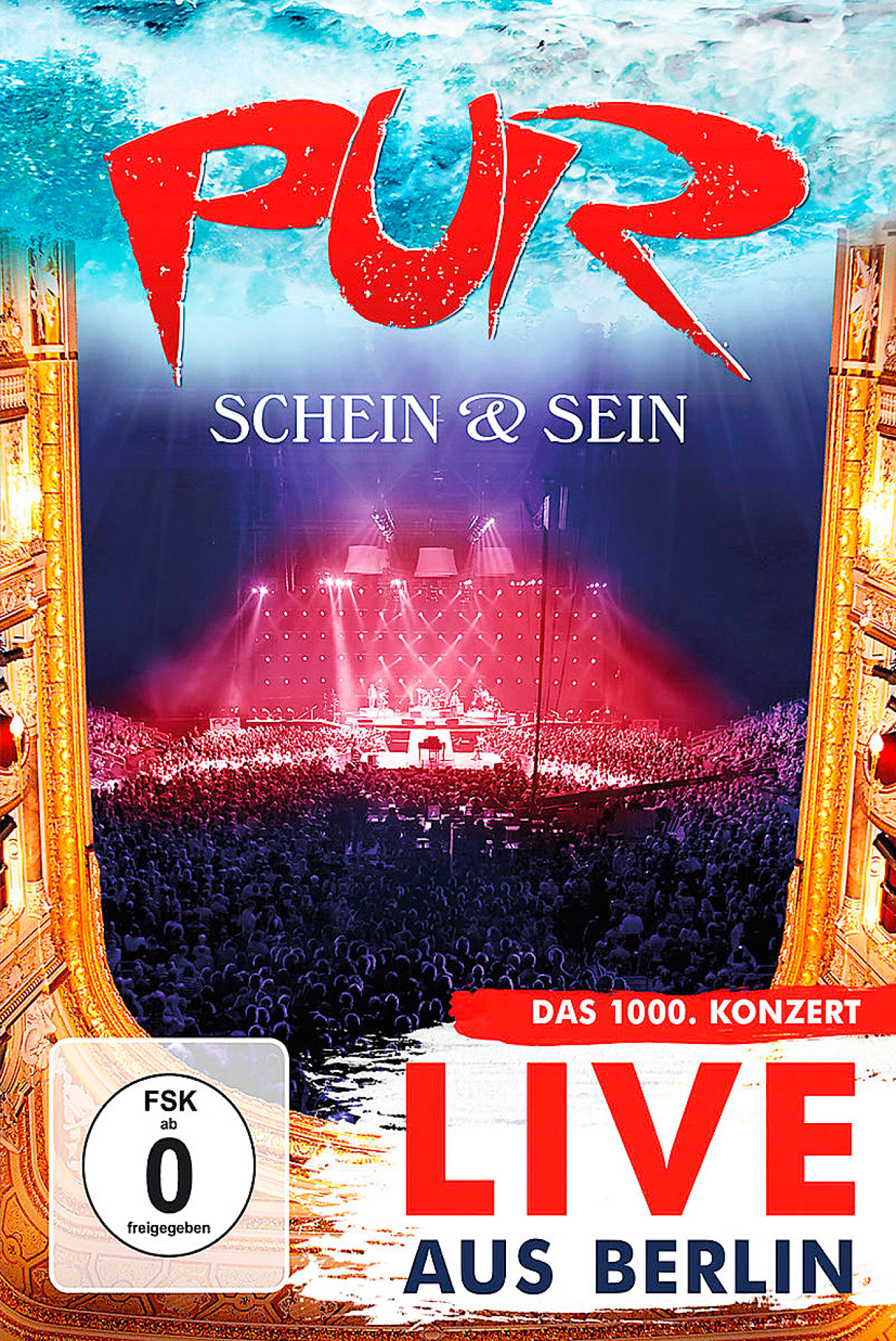 DVD-Cover für 'Pur: Schein & Sein'. Zeigt eine Konzertbühnenszene mit Publikum und dem Bandnamen.