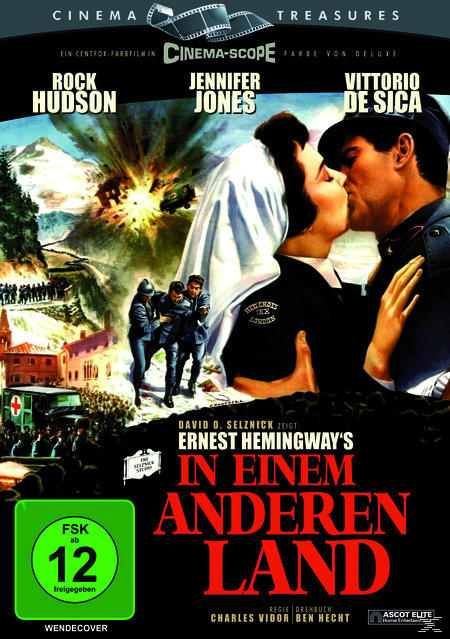 Filmplakat von 'In einem anderen Land' mit Schauspielern und einer Kussszene.