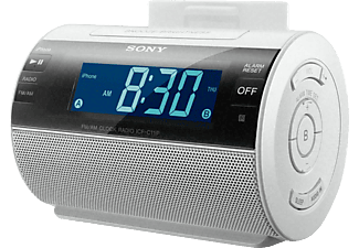 taza Práctico Registro Despertador | Sony ICF-C11IPW Blanco, Dock iPod/iPhone, radio AM/FM