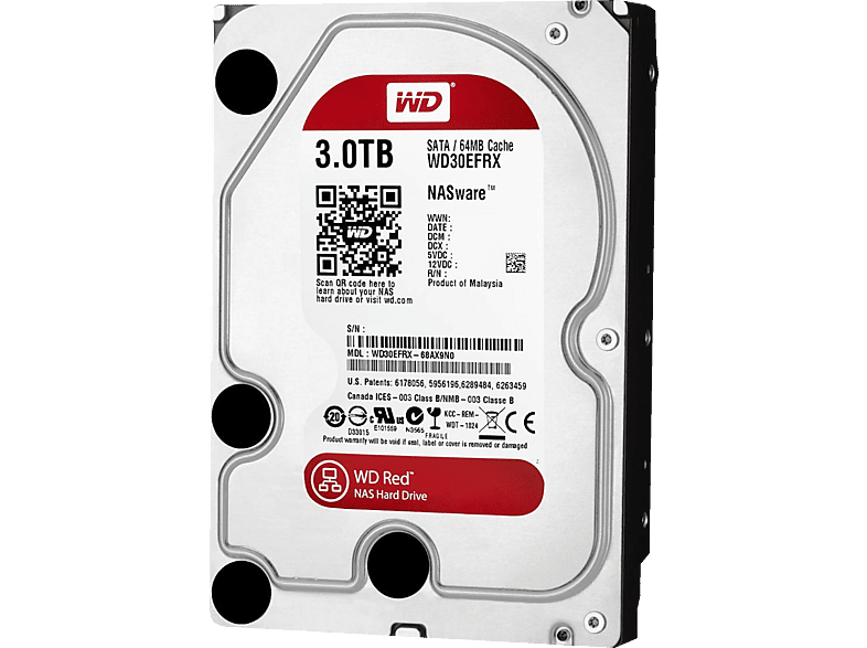 Disco duro interno - Western Digital Red 30EFRX, 3 TB, 3.5, SATA 3, 64 MB