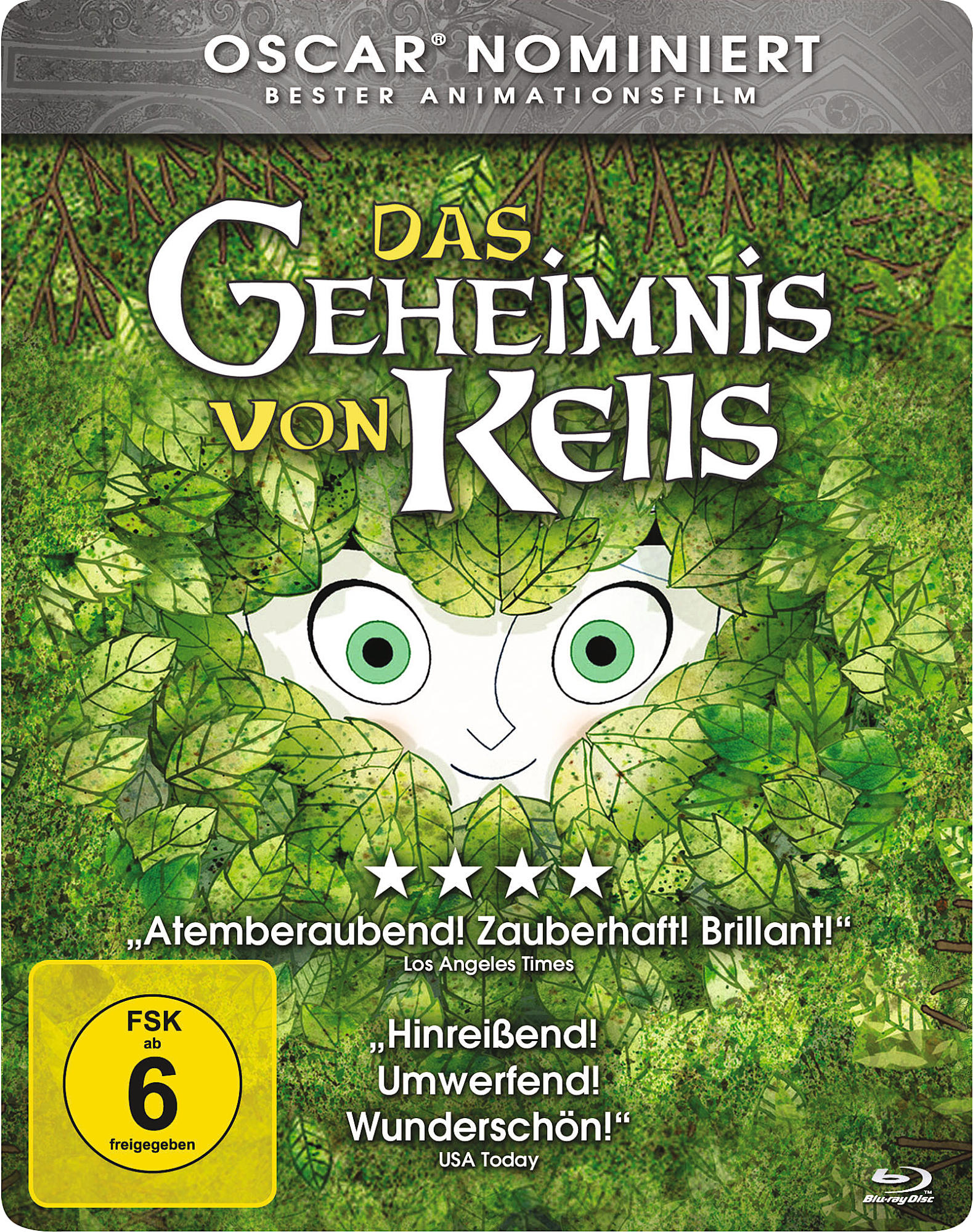 Ein Zeichentrickfilm-Cover mit einem Gesicht, das von grünen Blättern umgeben ist. Der Titel ist auf Deutsch.
