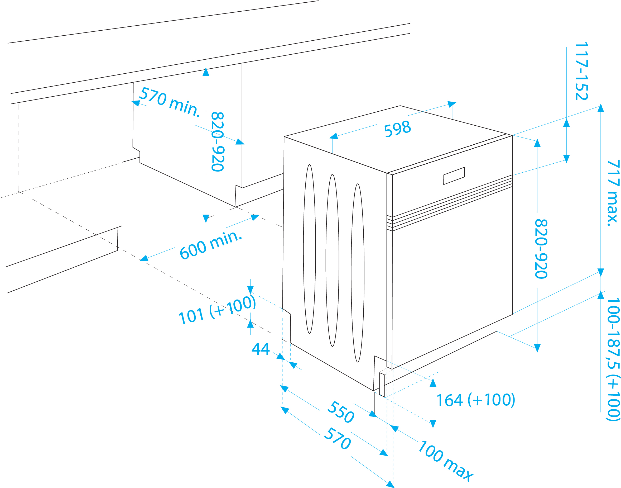 BEKO DSN 6634 FX (Spektrum: A+++ - D) A++ Geschirrspüler (teilintegrierbar, 598 mm breit