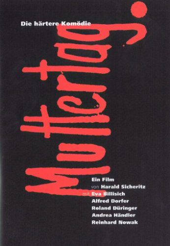 Filmposter mit rotem Text auf schwarzem Hintergrund. Der Titel ist in großen, stilisierten Buchstaben gehalten.