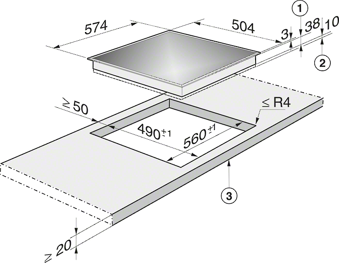 MIELE KM 6013 Elektro-Kochfeld (574 mm breit, 4 Kochzonen)