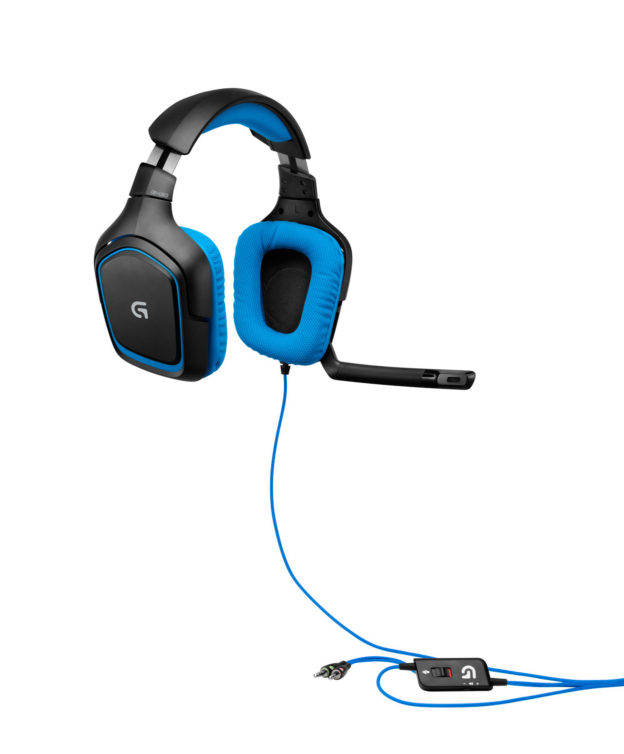 LOGITECH G430, Over-ear Headset Schwarz/Blau