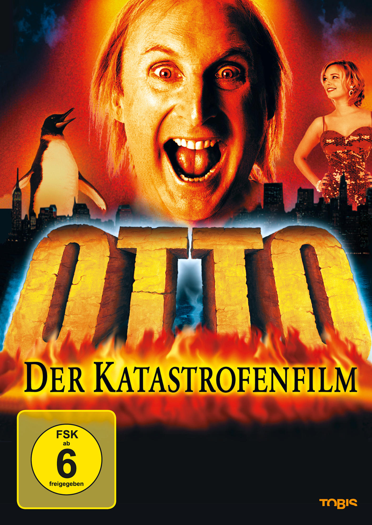 DVD-Cover des deutschen Films „Otto – Der Katastrophenfilm“ mit Otto Waalkes. Ein Pinguin und eine Frau sind dabei.