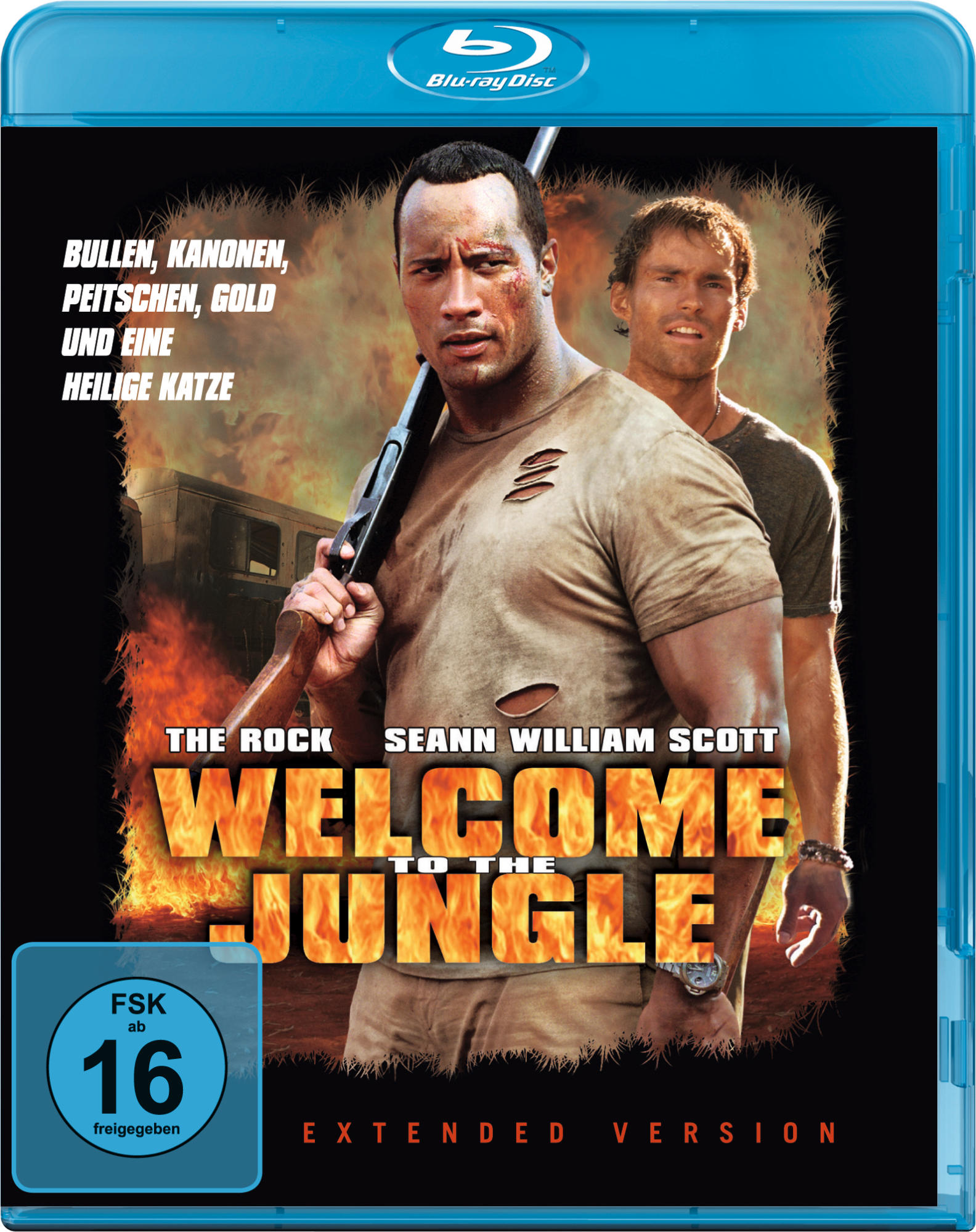 Filmposter mit Dwayne Johnson und Seann William Scott. 'Welcome to the Jungle'.