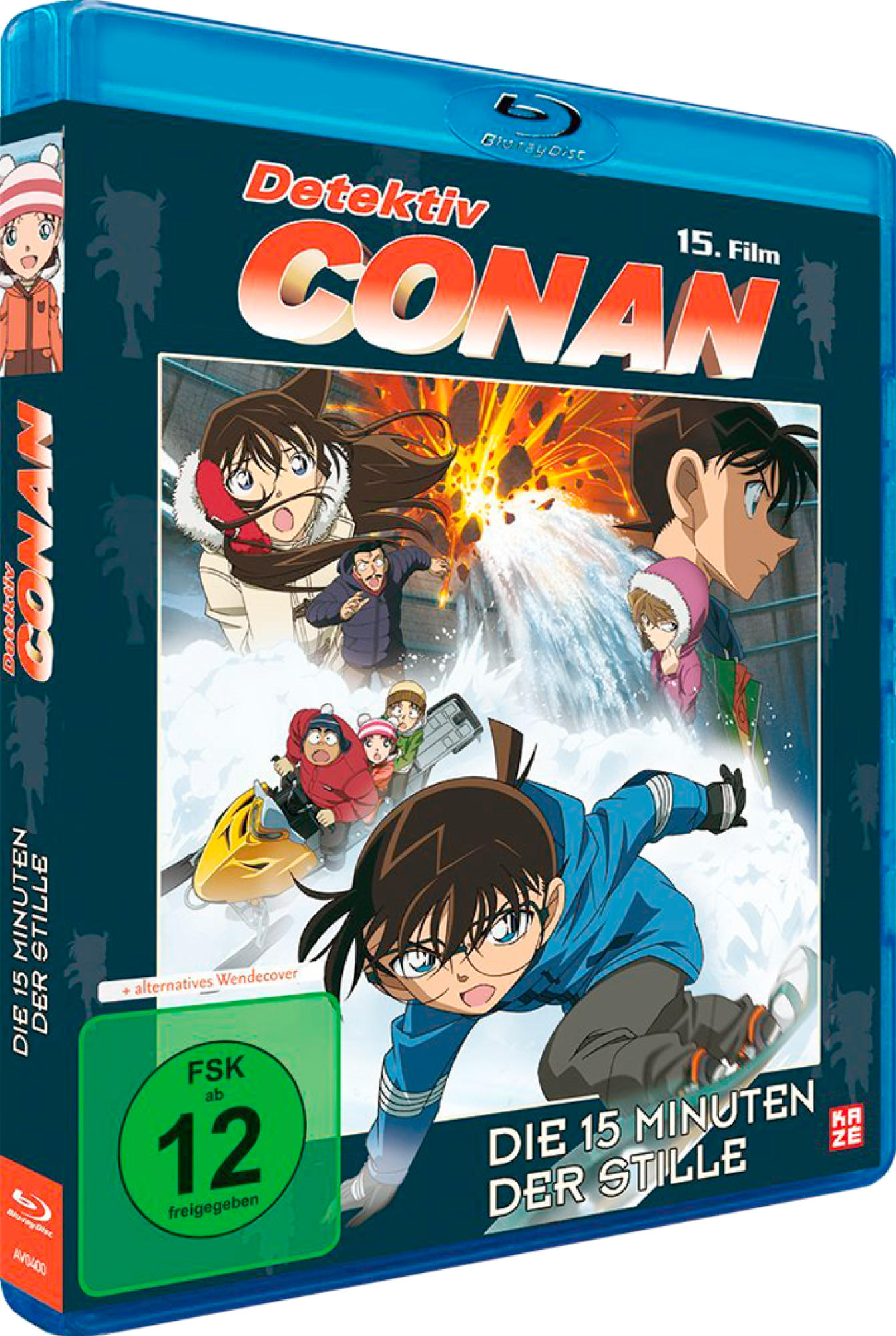 DVD-Cover: Detektiv Conan Film. Charaktere im Schnee. Titel: Die 15 Minuten der Stille.