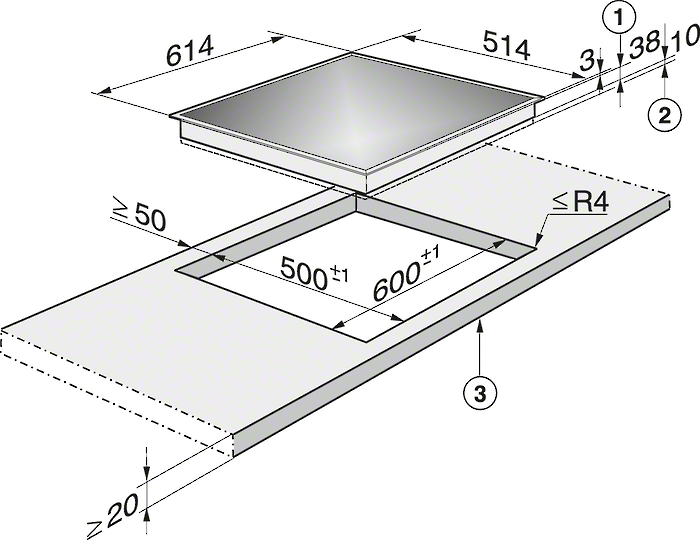 MIELE KM 6024 Elektrokochfeld (61,4 cm breit, 4 Kochzonen)