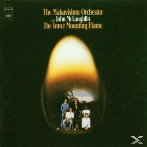 Albumcover mit Flammenform und einer Band von fünf Männern davor.