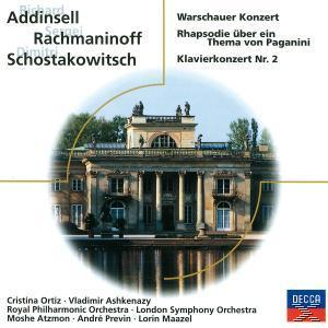 Albumcover mit den Namen Richard Addinsell, Sergei Rachmaninoff und Dmitri Schostakowitsch.