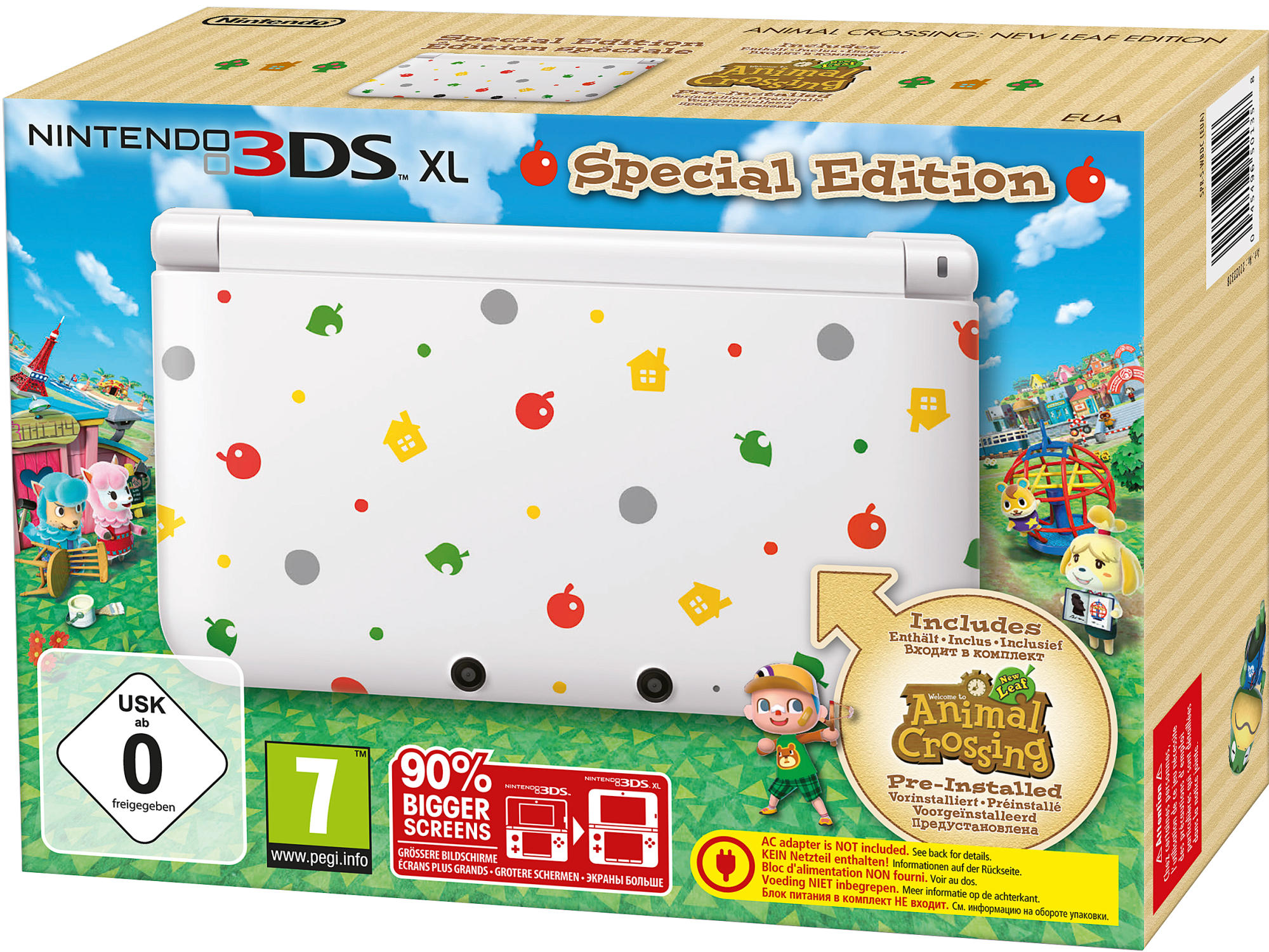 NINTENDO 3DS XL Weiß (mit Animal Crossing Motive designed)