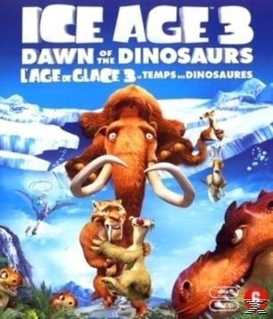Ice Age 3 filmposter met Manny de mammoet en andere tekenfilmfiguren, sneeuw achtergrond.
