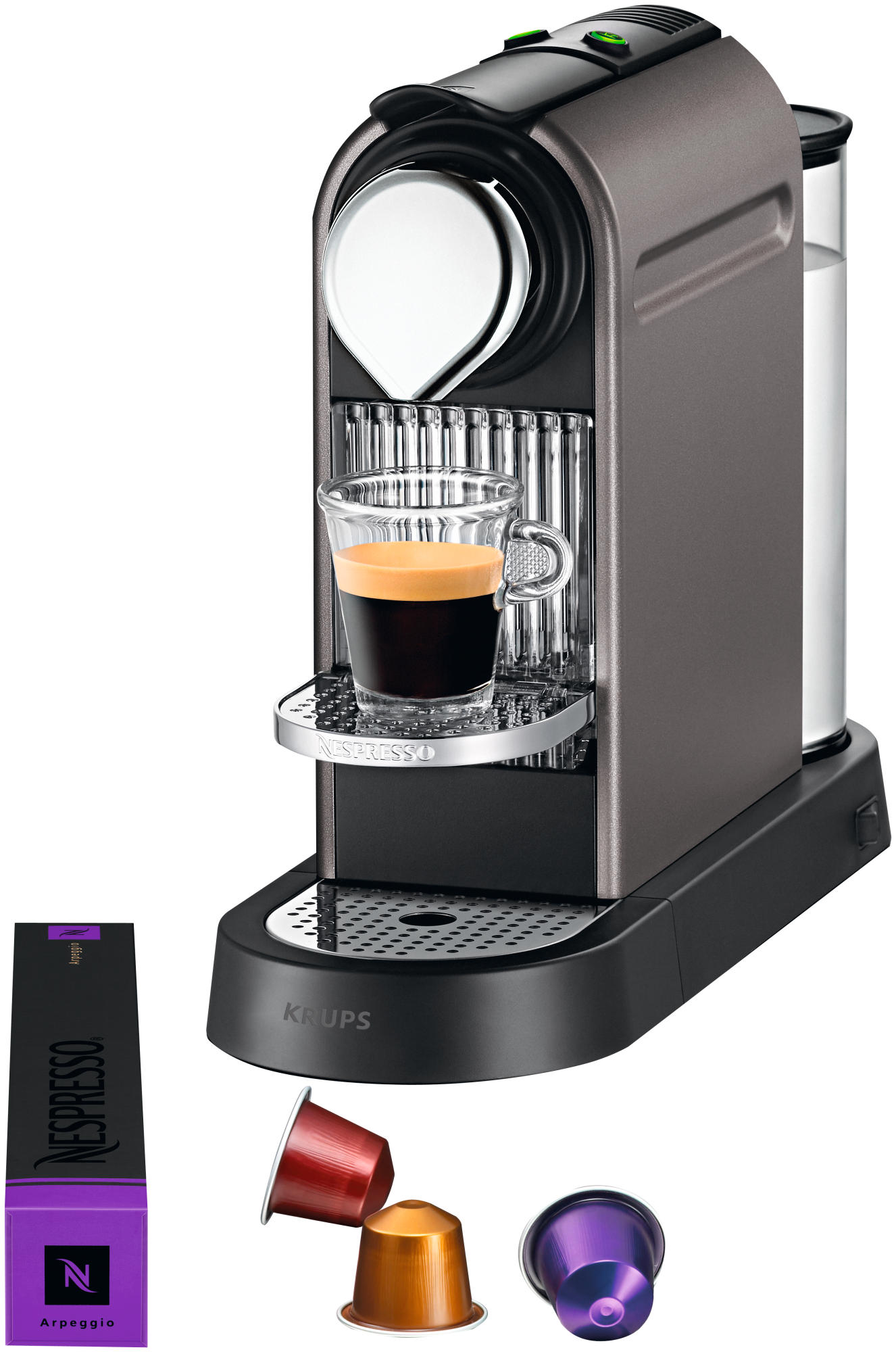 Cafetera de cápsulas Nespresso - Krups XN720 P4 CITIZ TITAN Presión de 19 bares, Automática